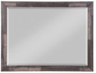 48 Inch Wood Mirror, Landscape, Beveled, Rustic Brown