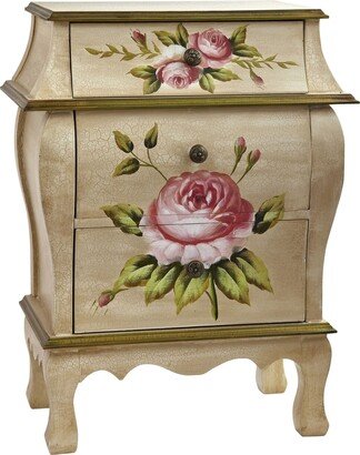 26.5 Antique with Floral Art Night Stand Cabinet