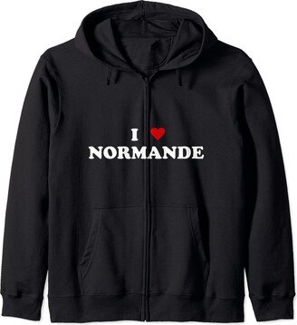 Funny Normande Cow Gift For Men & Women I Heart Breed Cattle Farmer - Cow I Love Normande Zip Hoodie