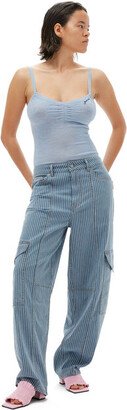 Light Stripe Denim Cargo Pants