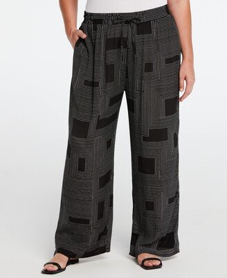 Ella Rafaella Plus Size Fabric Pull On Wide Leg Pants