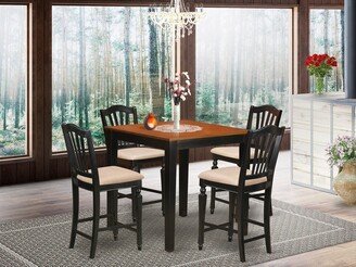 Solid Rubberwood 3-piece Counter-height Dining Room Pub Set - a Table and Kitchen Chairs