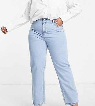 Don't Think Twice Plus DTT Plus Katy high waisted cropped straight jeans in light blue wash