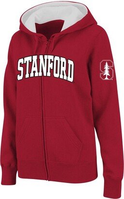 Women's Stadium Athletic Cardinal Stanford Cardinal Arched Name Full-Zip Hoodie-AA