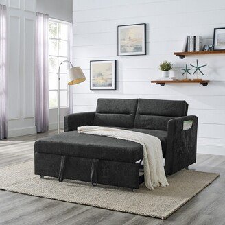 IGEMAN Pull Out Sleeper Sofa w/ Adjsutable Back and 2 Arm Pocket, Sofa Bed