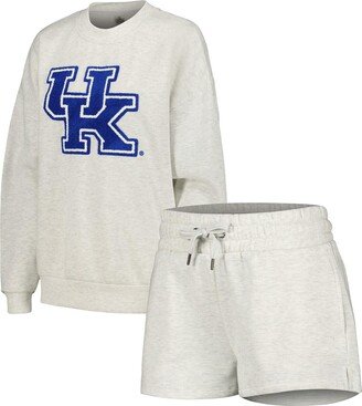 Women's Gameday Couture Ash Kentucky Wildcats Team Effort Pullover Sweatshirt and Shorts Sleep Set