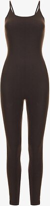 Adanola Womens Coffee Bean Ultimate coop-neck tretch-woven Unitard