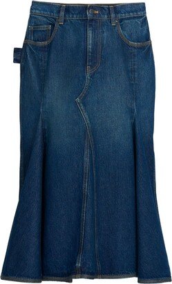 Paneled denim skirt