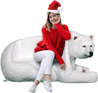 'Brawny' Polar Bear Bench Christmas Sculpture