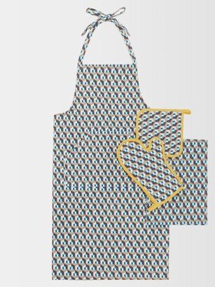 Cubi-print Apron, Oven Mitt And Potholder Set-AA