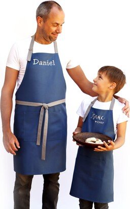 Personalised Matching Apron Set Dad & Me Gift Father Son Daddy Me Parent Child Aprons Custom Family