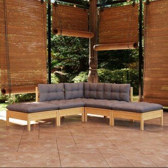 6 Piece Patio Lounge Set with Cushions Pinewood