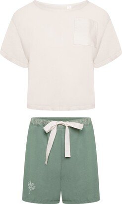 Trykind Clothing Women's Green / White Comfy Catnap Neem Plant Dyed Combo Pyjama Set