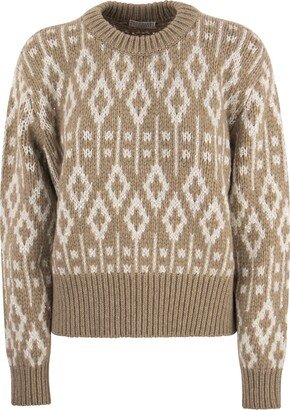 Dazzling Vintage Jacquard Cashmere Sweater Feather