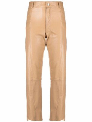 Doma straight leg leather trousers