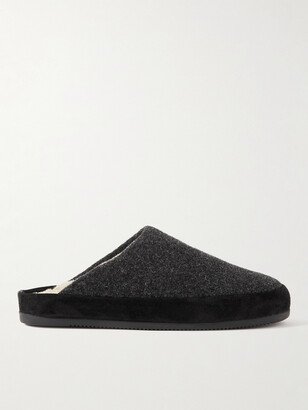 Mulo Suede-Trimmed Shearling-Lined Recycled-Wool Slippers-AA