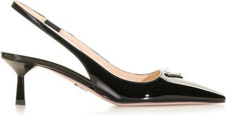 Slingback Décolleté In Patent Leather With Logo