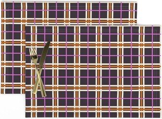 Halloween Plaid Placemats | Set Of 2 - Booojee By Krystalwinndesign Orange Purple Black Autumn Fall Cloth Spoonflower