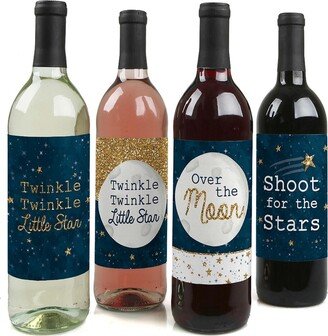 Big Dot Of Happiness Twinkle Twinkle Little Star - Party Decor - Wine Bottle Label Stickers - 4 Ct
