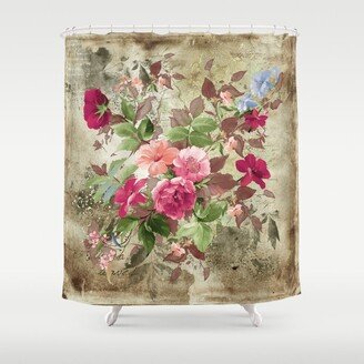 Roses on Vintage Background Shower Curtain