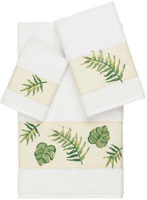 Zoe 3-Piece Embellished Towel Set - White