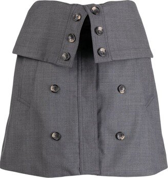 A-line decorative-buttoned miniskirt