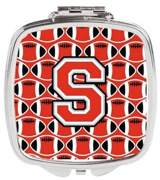 CJ1067-SSCM Letter S Football Scarlet & Grey Compact Mirror