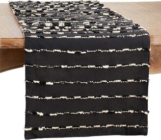 Saro Lifestyle Dining Table Runner With Stripe Design, Black, 16 x 72
