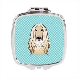 BB1182SCM Checkerboard Blue Afghan Hound Compact Mirror, 2.75 x 3 x .3 In.