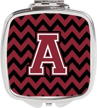 CJ1052-ASCM Letter A Chevron Garnet & Black Compact Mirror