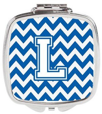 CJ1045-LSCM Letter L Chevron Blue & White Compact Mirror, 3 x 0.3 x 2.75 in.