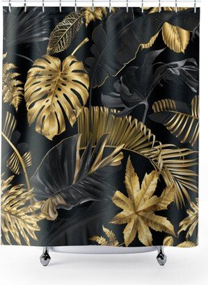 Tropical Black & Gold Designer Shower Curtains