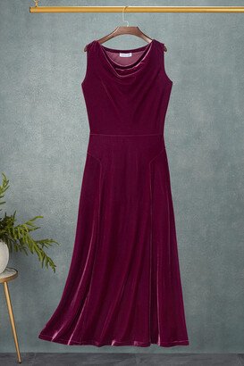 Women's Lunette Velvet Dress - Dark Cherry - PS - Petite Size