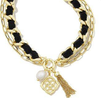 Everleigh Gold Velvet Necklace in Black