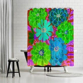 71x74 Shower Curtain Zinnias by Mandy Buchanan