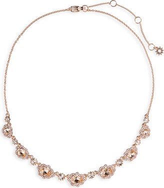 Pear Crystal Halo Frontal Necklace