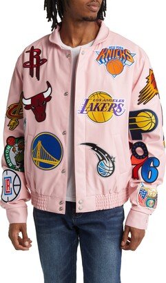 JEFF HAMILTON NBA Collage Faux Leather Jacket-AA