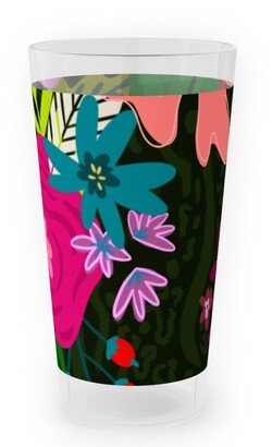 Outdoor Pint Glasses: Always Growing- Jungle Florals Large Scale Outdoor Pint Glass, Multicolor