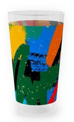 Outdoor Pint Glasses: Twenty 6 Black Abstract Outdoor Pint Glass, Multicolor