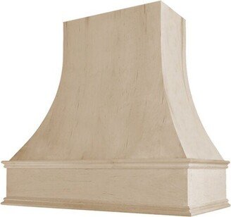 Unfinished Wood Range Hood Curved Front With Decorative Molding 30 36 42 48 Wide-AA