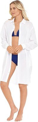 Beach Shirt with Pockets Cover-Up (White) Women's Swimwear