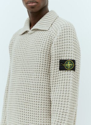 Spread Collar Wool Sweater - Man Knitwear Cream Xxl