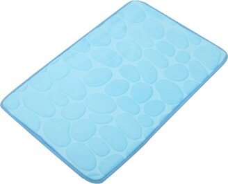 Unique Bargains Cobblestone Pattern Bathroom Rugs Polyester Bath Mat Machine Washable Blue 60x40cm