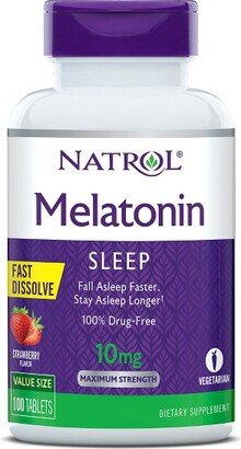 Melatonin 10mg Maximum Strength Fast Dissolve Sleep Aid Tablets - Strawberry - 100ct