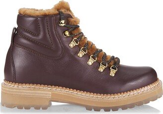 Camelia Shearling-Lined Leather Hiker Boots