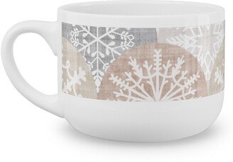 Mugs: Winter Snowflake Scales - Neutral Latte Mug, White, 25Oz, Beige