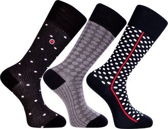 Men's Detroit Bundle Luxury Mid-Calf Dress Socks with Seamless Toe Design, Pack of 3