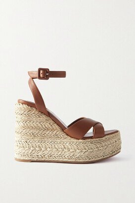 Mariza Zeppa 130 Leather Espadrille Wedge Sandals - Brown