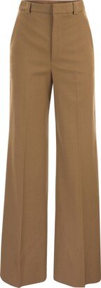 Wide Trousers In Viscose And Wool
