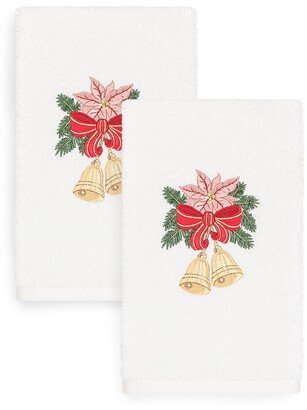 Christmas Bells Embroidered Hand Towels - Set of 2